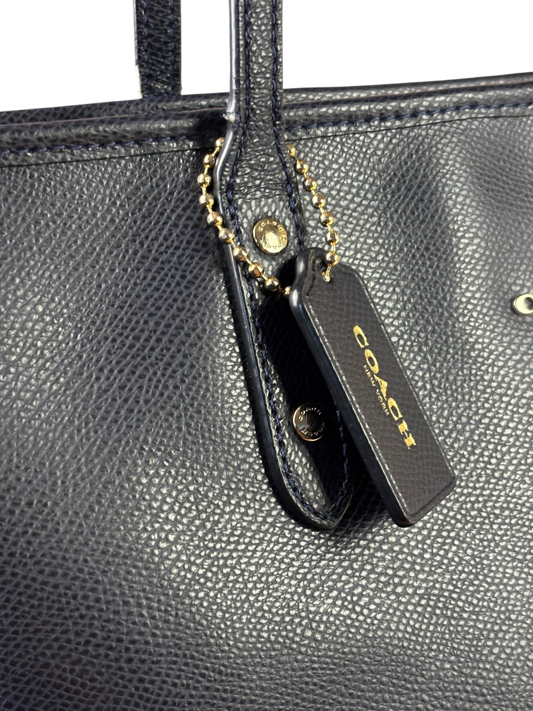 Coach Navy Crossgrain Leather City Zip Shoulder Bag