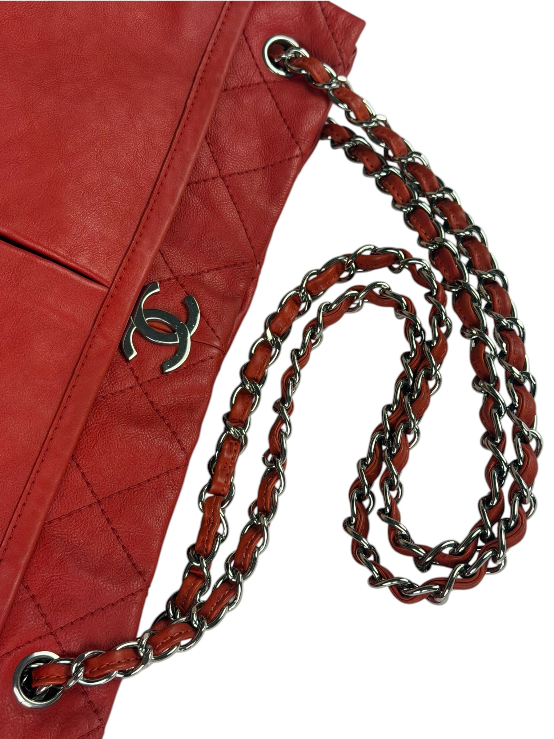 Chanel Red Quilted Leather Natural Beauty Chain Tote 2010