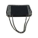 Chanel Black CC Quilted Jersey and Tweed Chain Flap Bag 2014