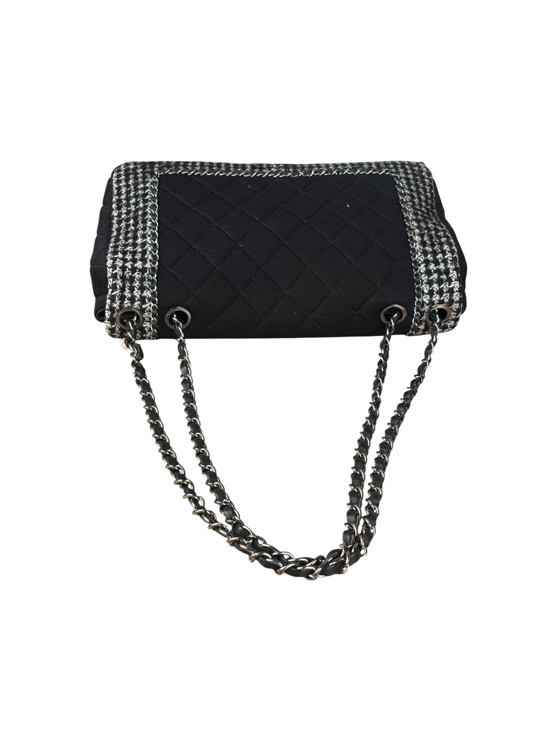 Chanel Black CC Quilted Jersey and Tweed Chain Flap Bag 2014
