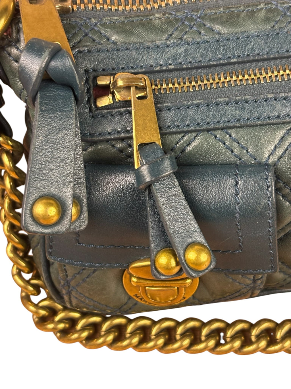 Marc Jacobs Green Quilted Leather Multipocket Shoulder Bag