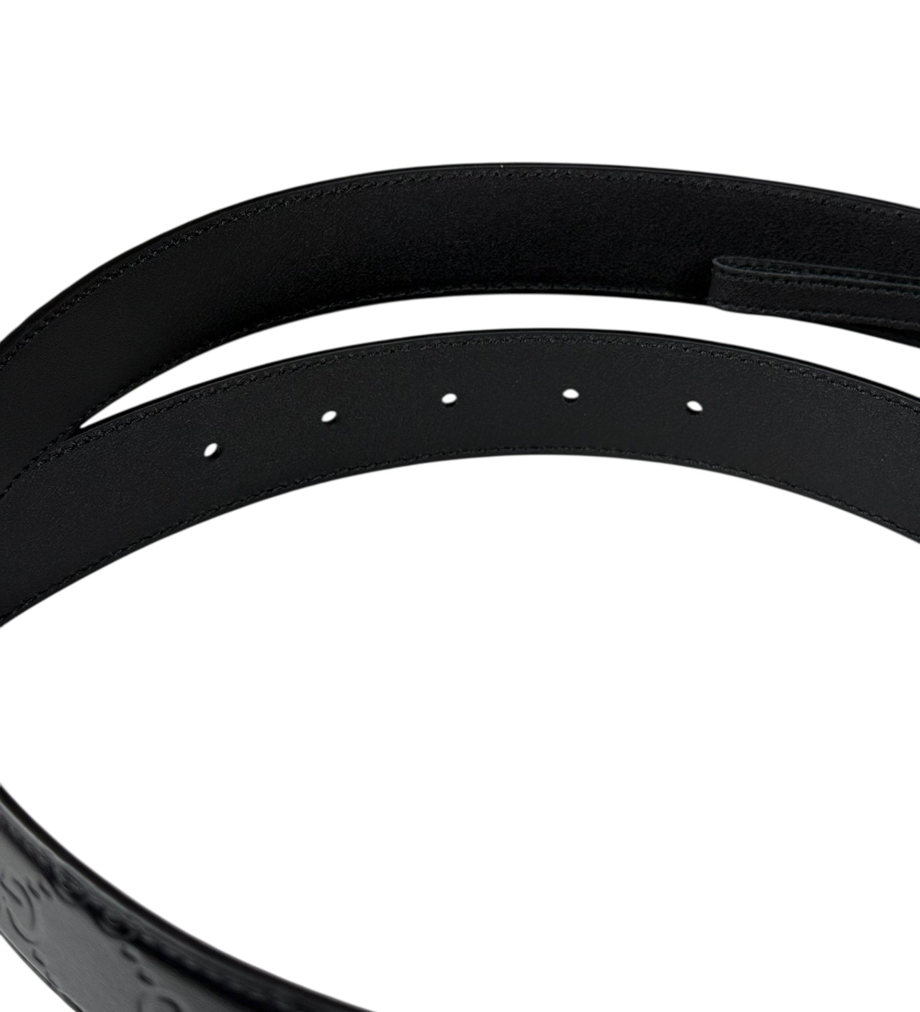 Gucci Black Monogram GG Buckle Belt