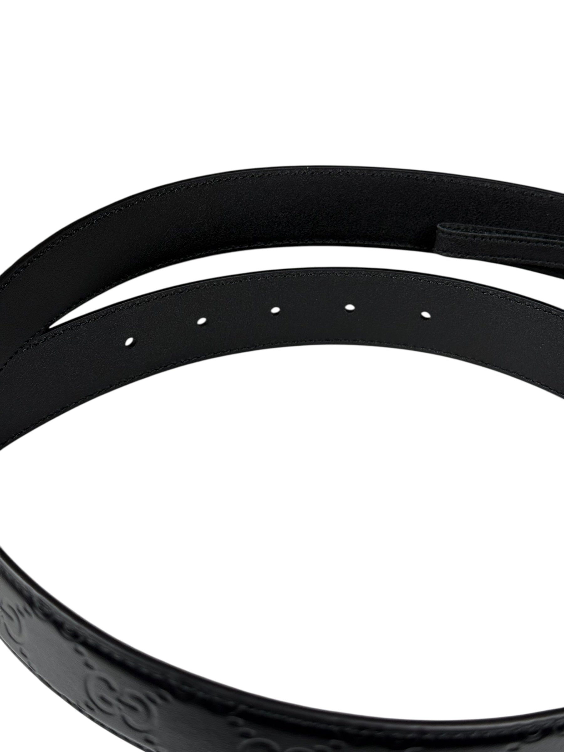 Gucci Black Monogram GG Buckle Belt