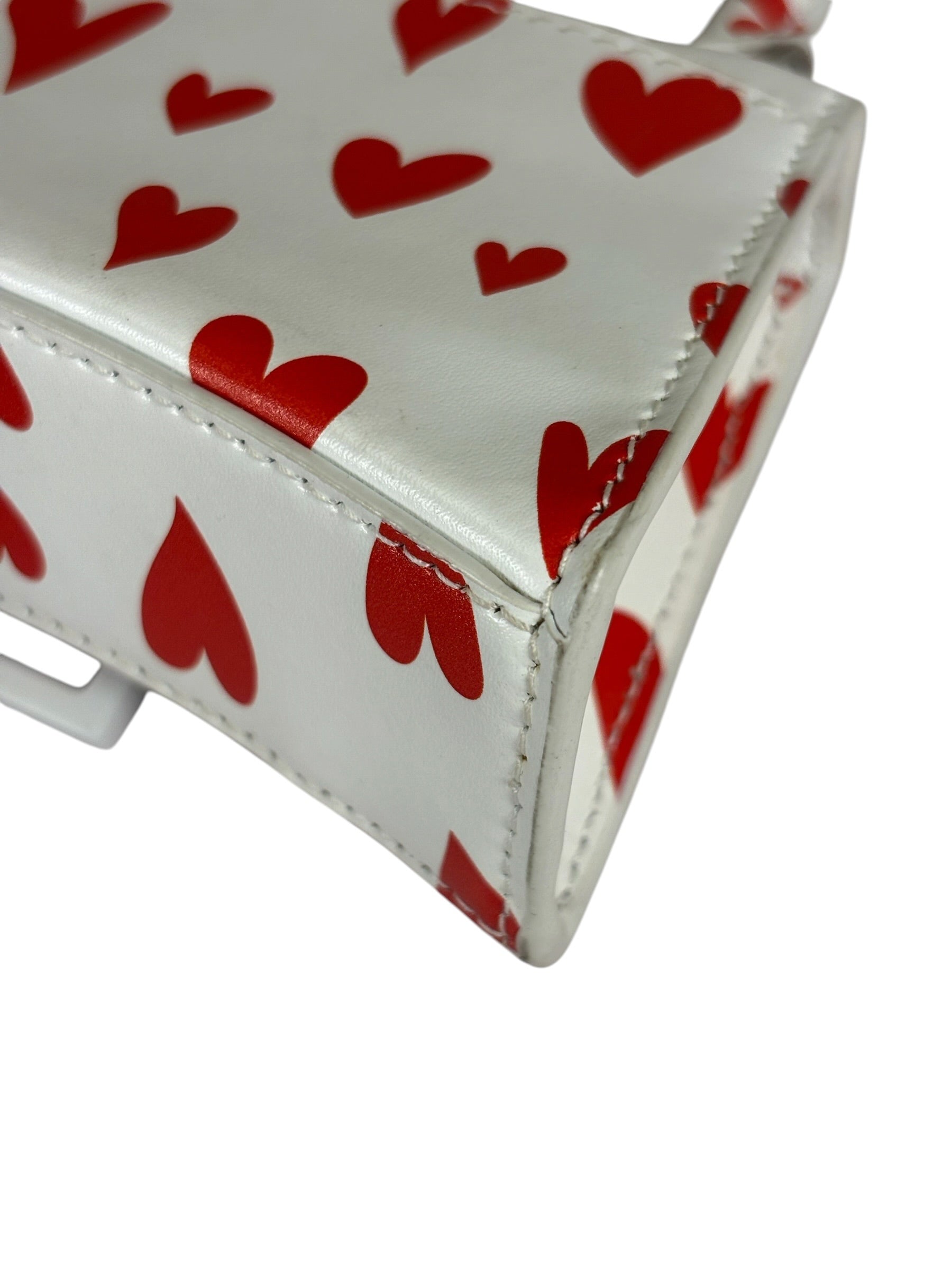 Balenciaga White Leather Hourglass Heart Nano Two-Way Bag