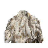 Diva Brown/White Zip-Up Rabbit Fur Jacket