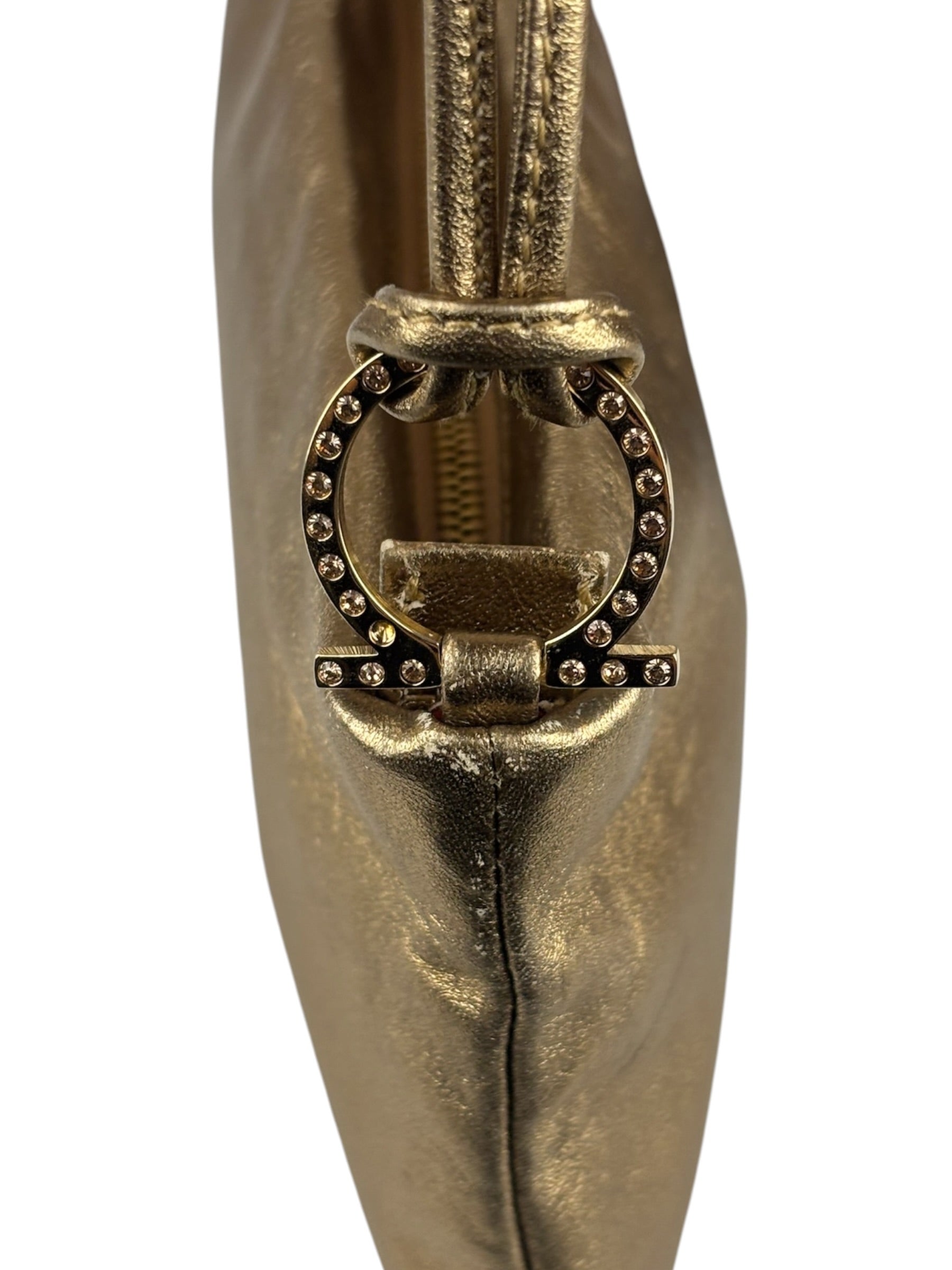Salvatore Ferragamo Metallic Gold Gancini Shoulder Bag