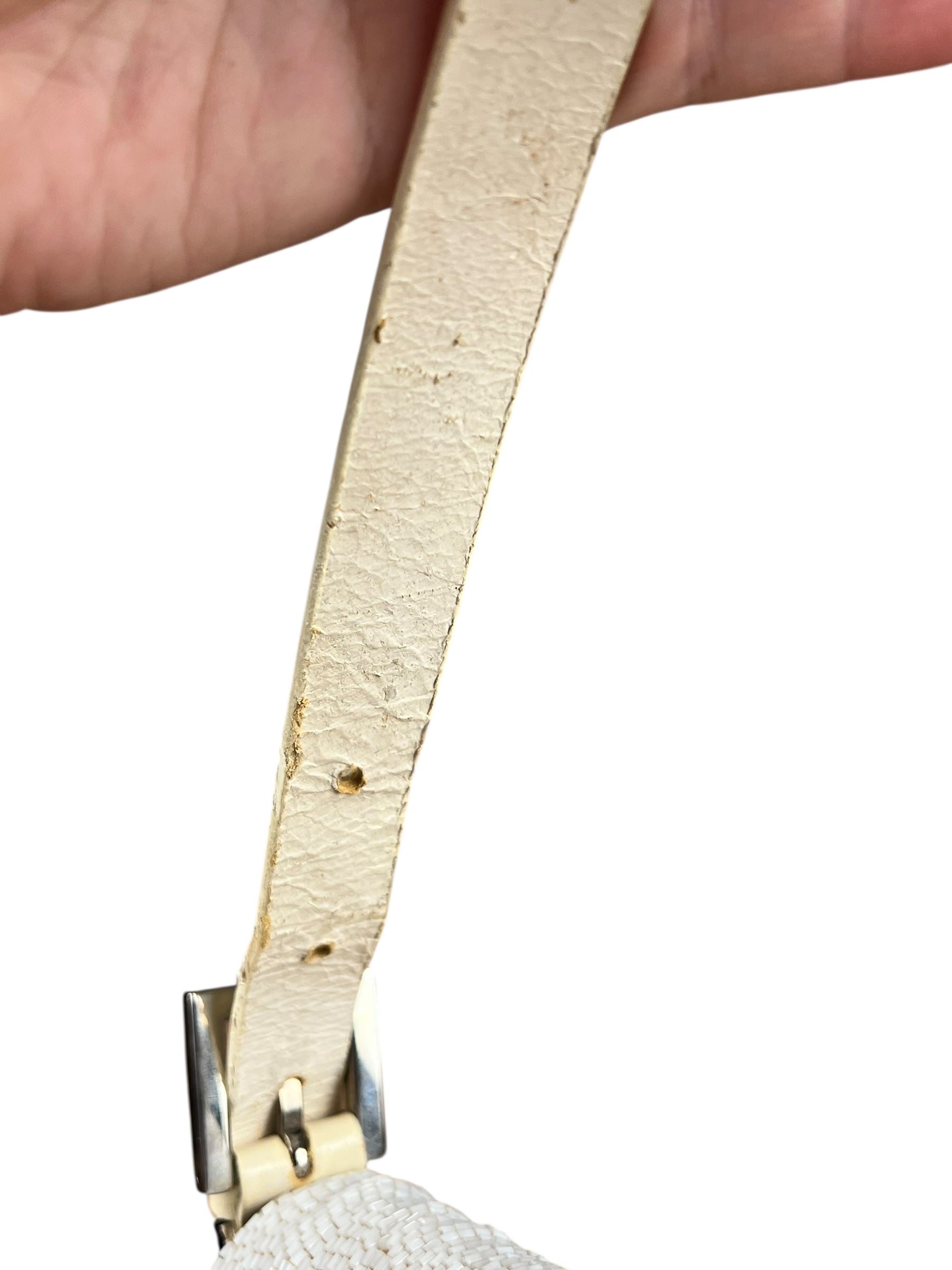 Fendi Vintage Beaded Baguette White