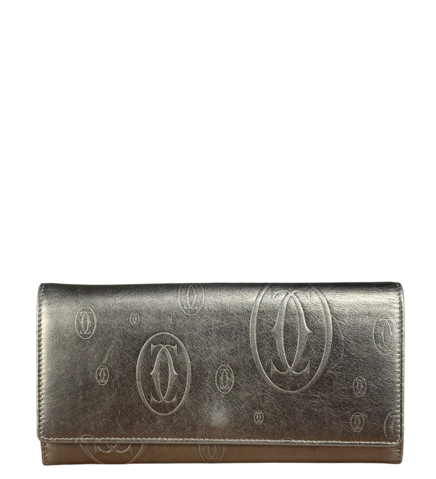 Cartier Vintage Metallic Gold Happy Birthday Continental Wallet