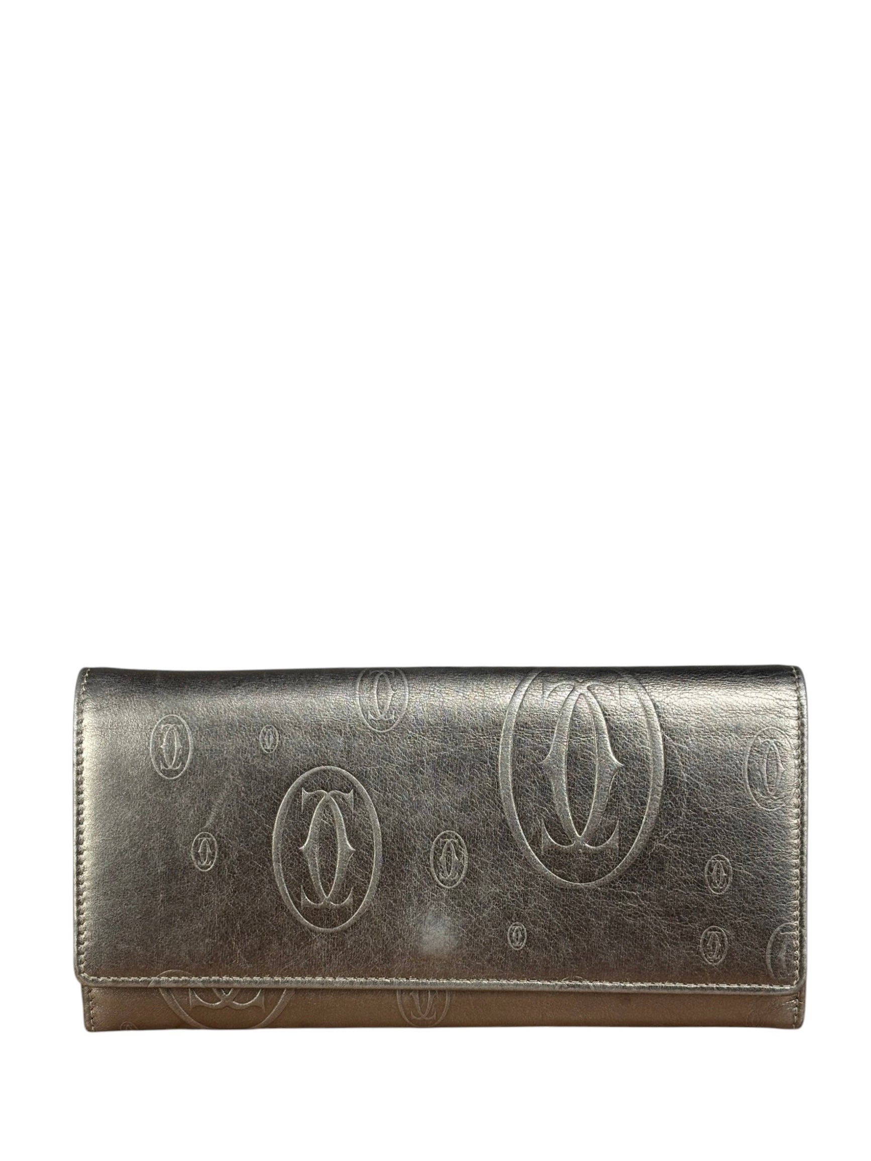 Cartier Vintage Metallic Gold Happy Birthday Continental Wallet