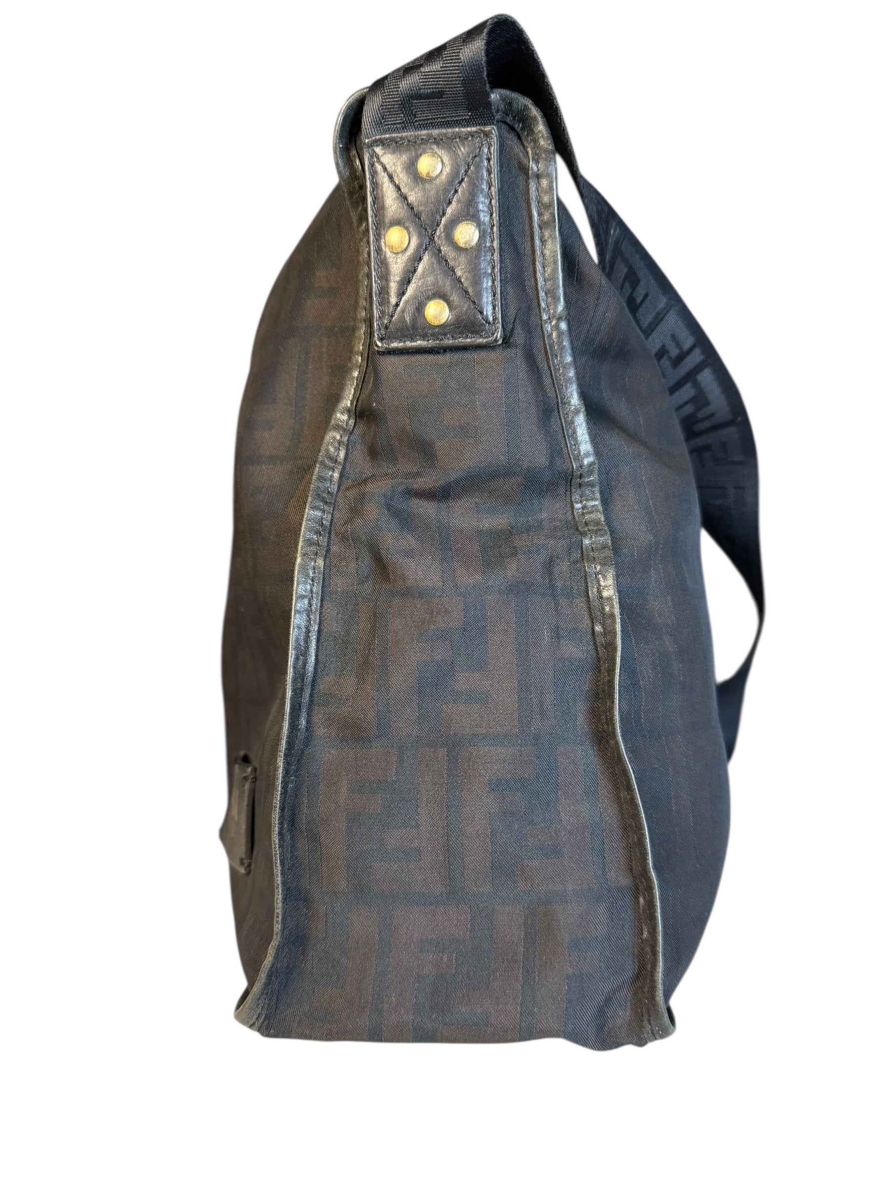 Fendi Black Zucca Canvas Chef Shoulder Bag