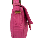 Fendi Pink Leather Logo Embossed Baguette