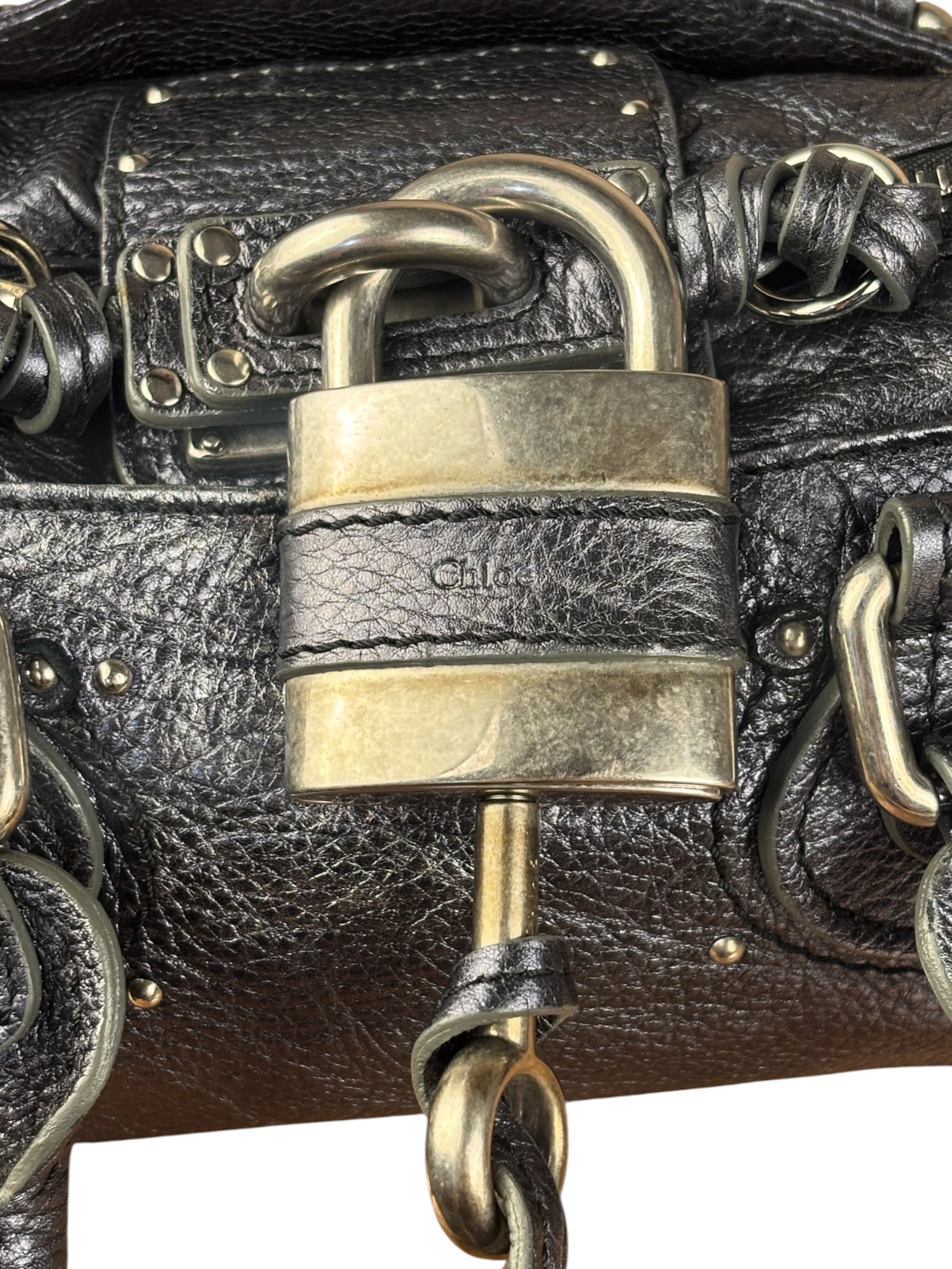 Chloé Grey Metallic Small Paddington Handbag