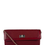 Chanel Dark Red East West Chocolate Bar Patent Trim Handbag 2002-03