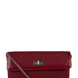 Chanel Dark Red East West Chocolate Bar Patent Trim Handbag 2002-03