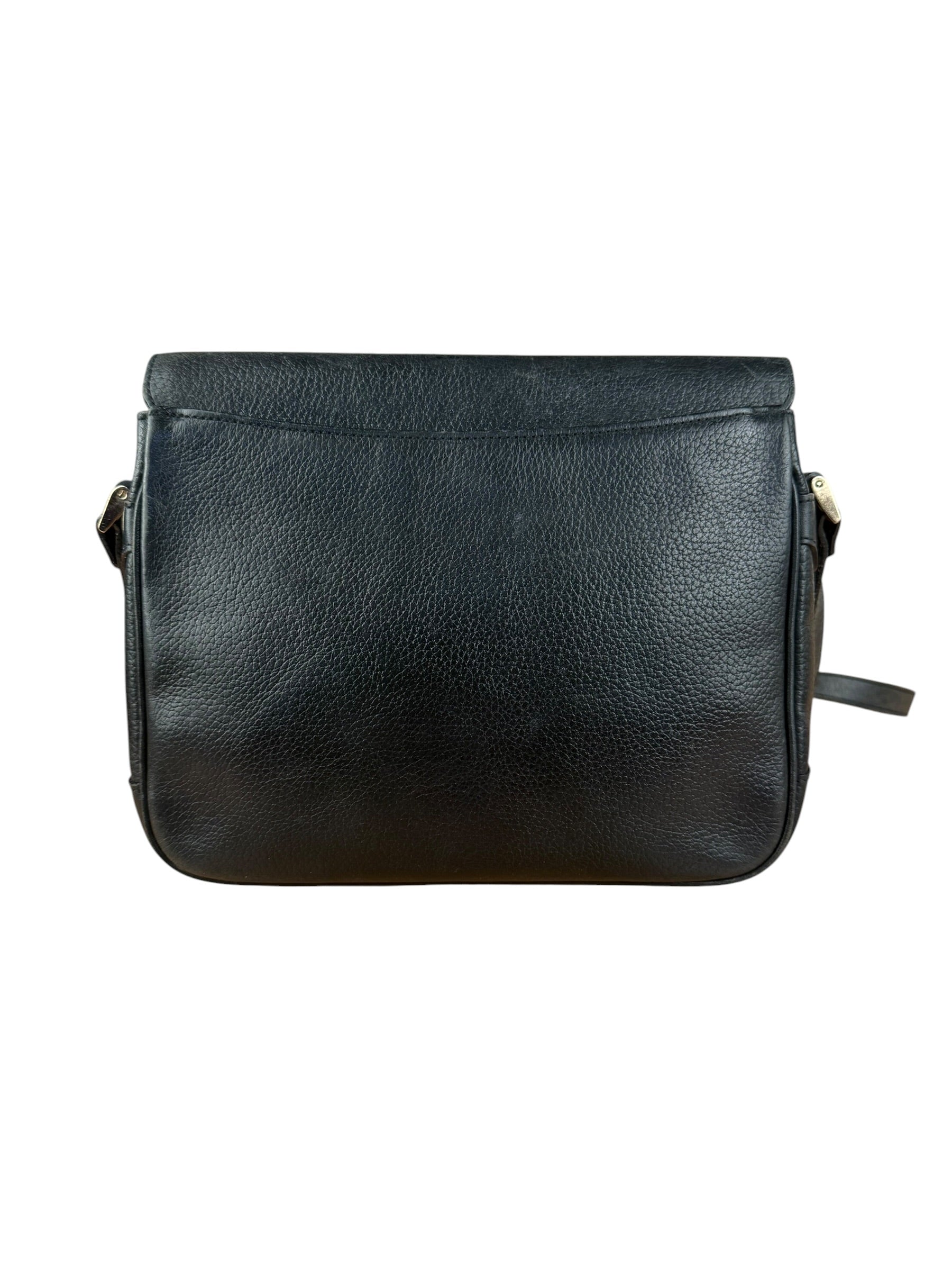 Burberry Vintage Black Pebbled Leather Crossbody Flap Bag