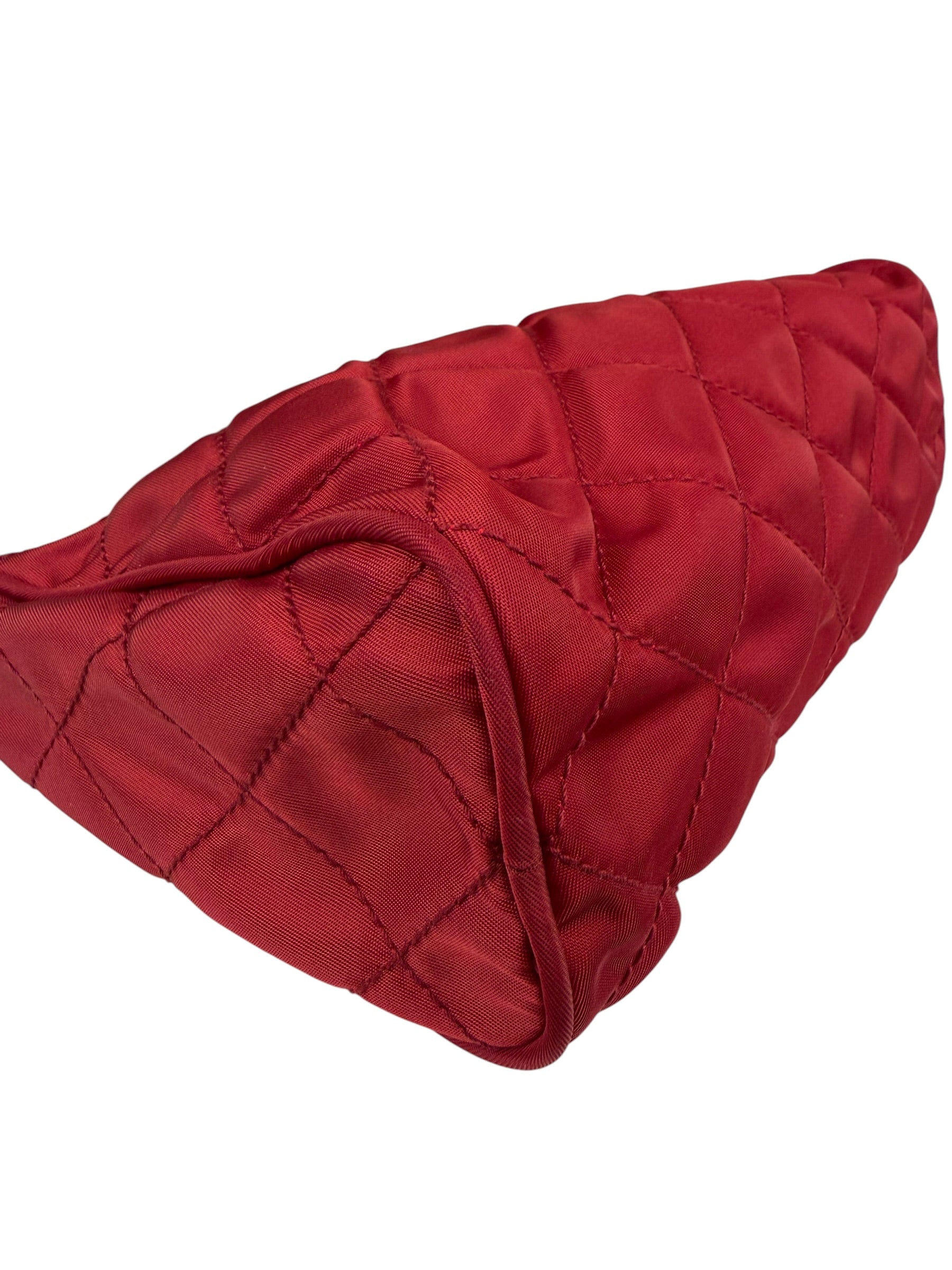 Prada Vintage Red Quilted Nylon Pouch MV599