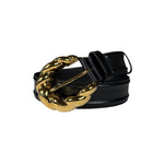 Gucci Black Leather Gold Buckle Belt