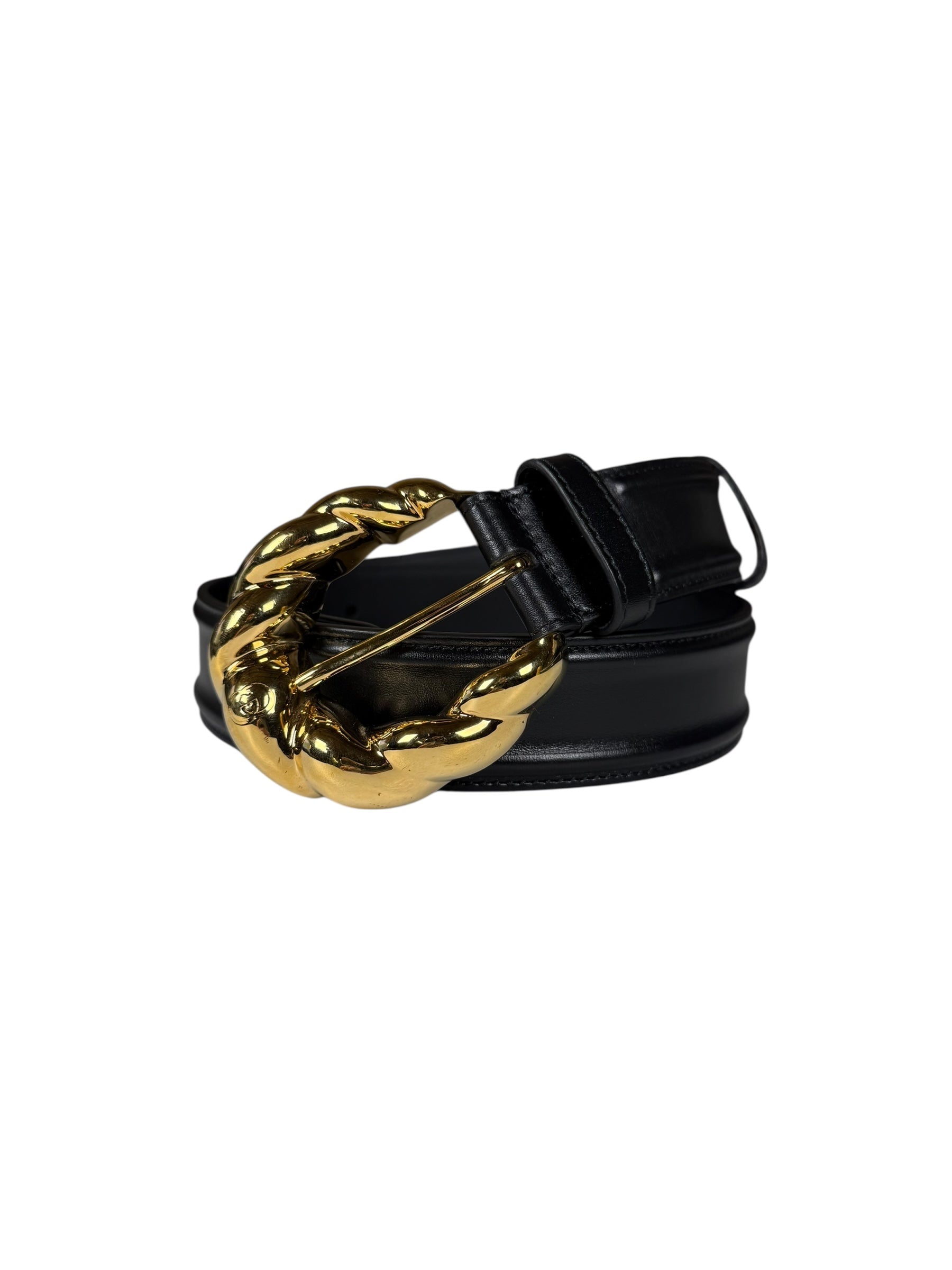 Gucci Black Leather Gold Buckle Belt