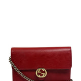 Gucci Red Leather GG Logo Wallet On Chain