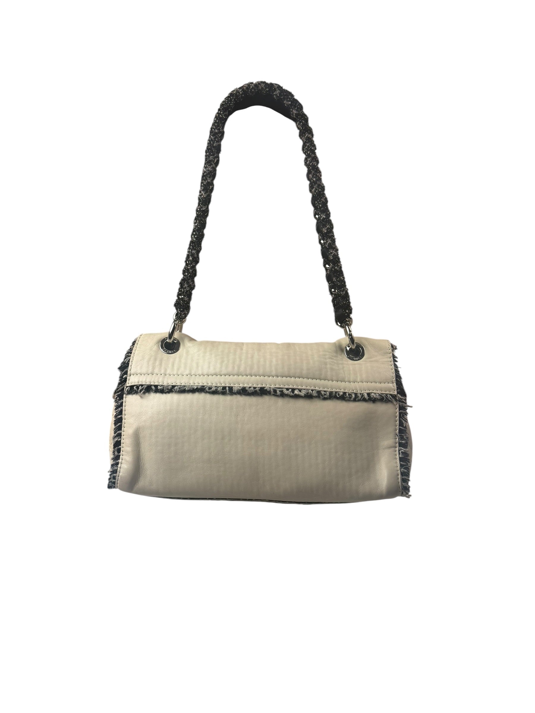 Chanel Cream Lambskin Funny Tweed Flap Bag 2009