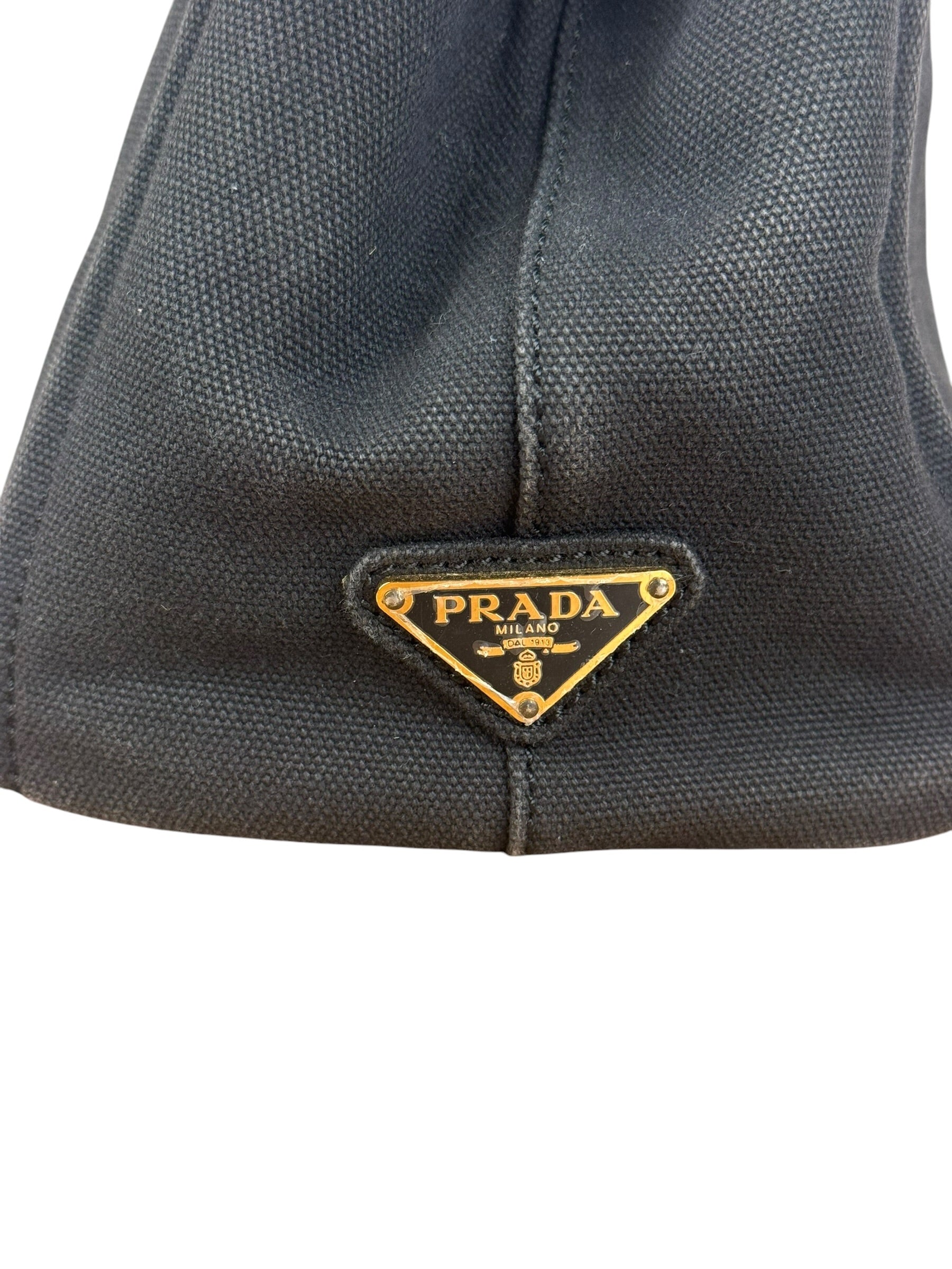 Prada Vintage Black Canvas Canapa Tote