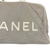 Chanel Vintage Grey Quilted Woven Sports Line Canvas Bowler Bag  2001