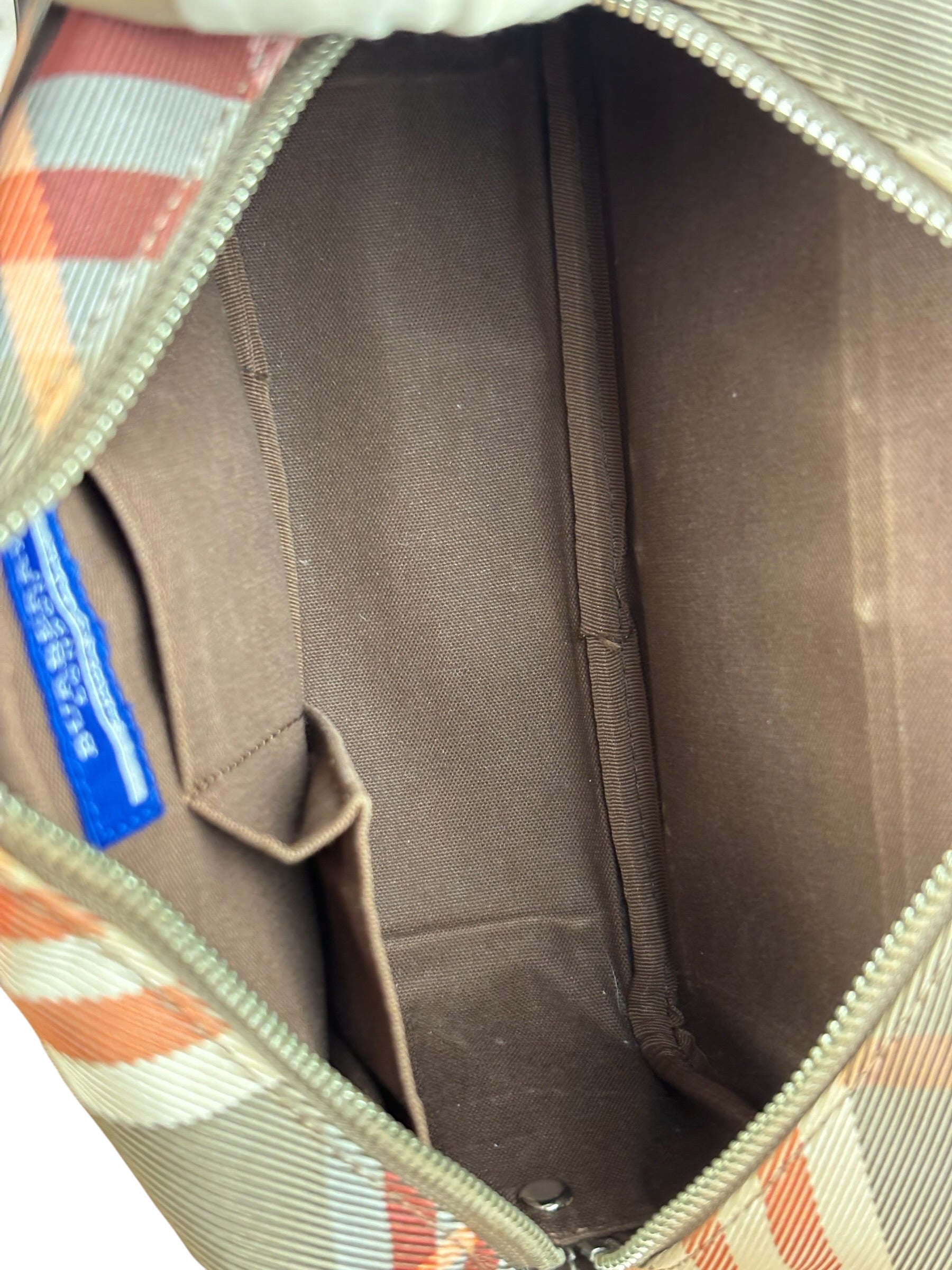 Burberry Nylon Leather Trim Nova Check Crossbody Bag
