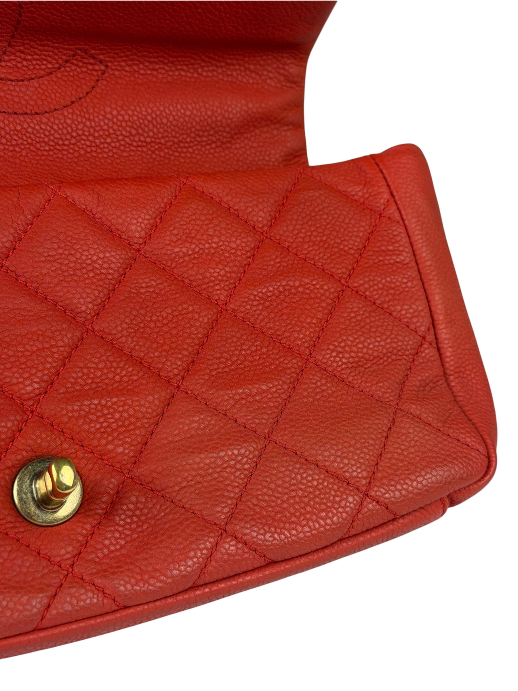 Chanel Red Quilted Caviar Leather Timeless Shoulder Bag 2012