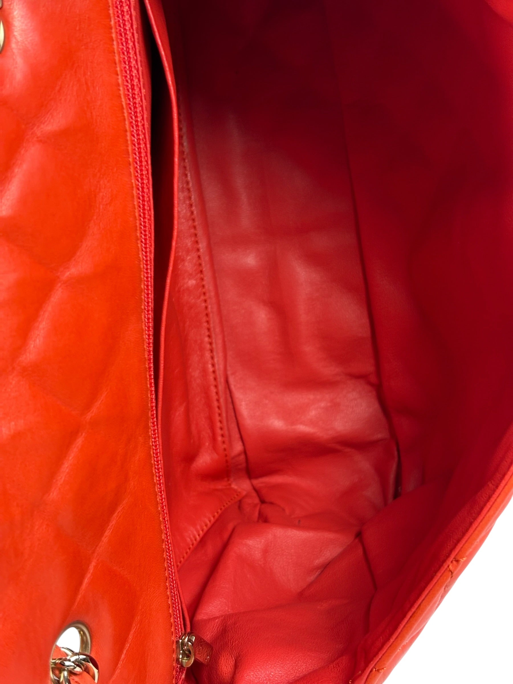 Chanel Orange Quilted Lambskin Flap Bag 2008