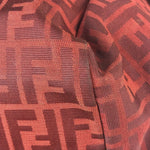 Fendi Red Leather Trim Zucca Chef Tote