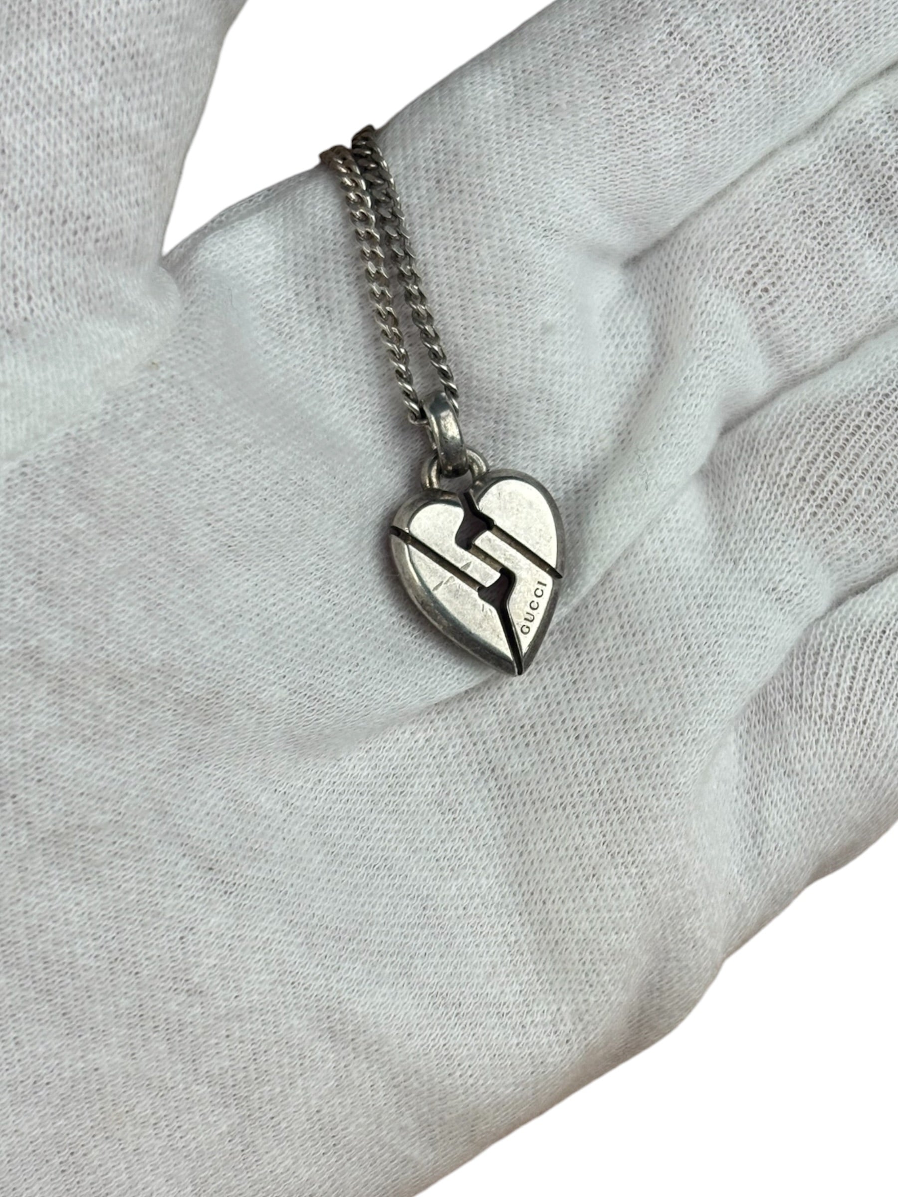 Gucci Vintage Silver Broken Heart Necklace