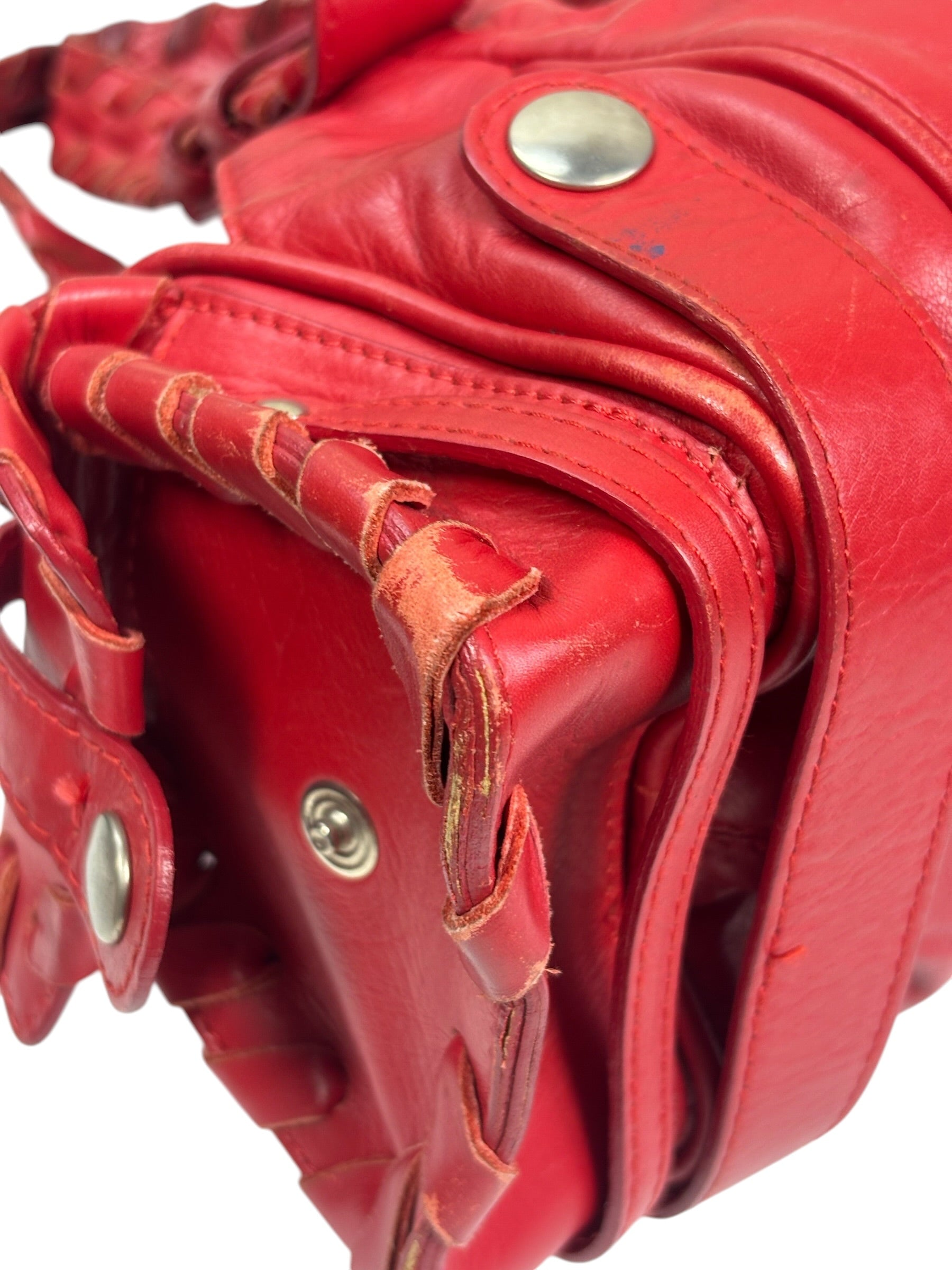 Chloe Red Leather Silverado Shoulder Bag