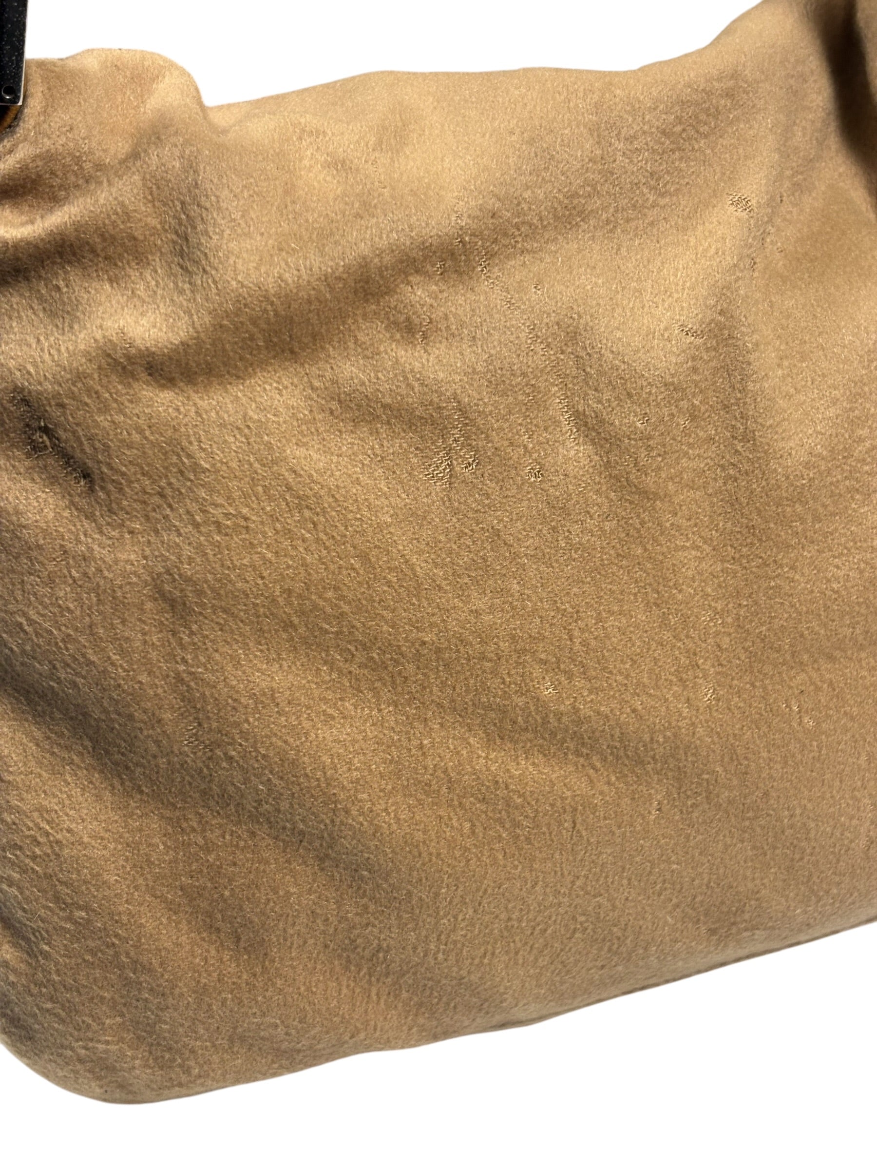 Fendi Brown Leather Trim/Wool Mamma Baguette