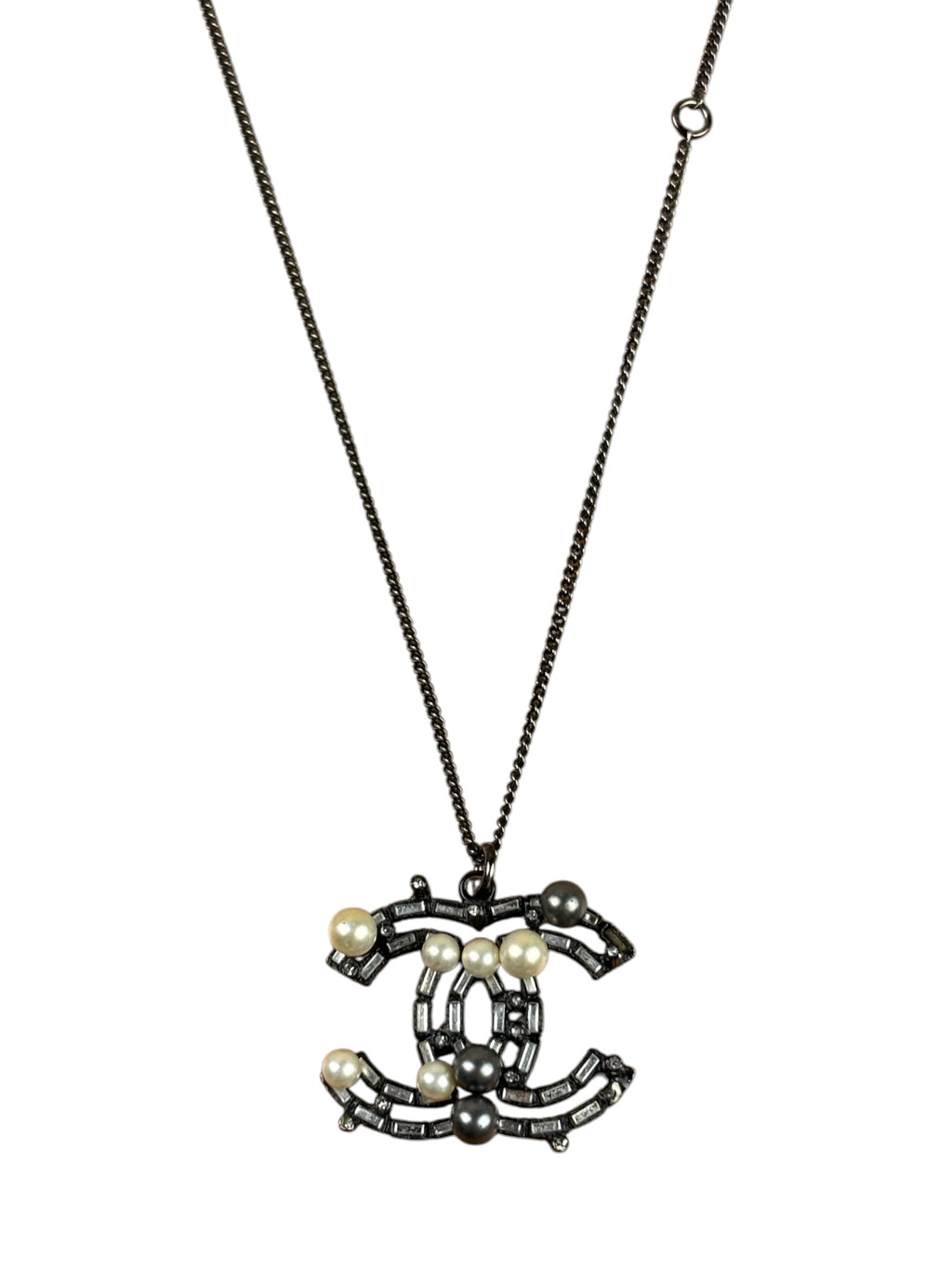 Chanel Interlocking CC Pearl/Crystal Pendant Necklace