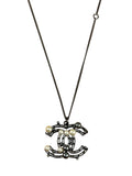 Chanel Interlocking CC Pearl/Crystal Pendant Necklace