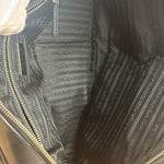 Prada Vintage Black Leather Vitello Drive Perforated Bowling Tote Bag