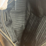 Prada Vintage Black Leather Vitello Drive Perforated Bowling Tote Bag