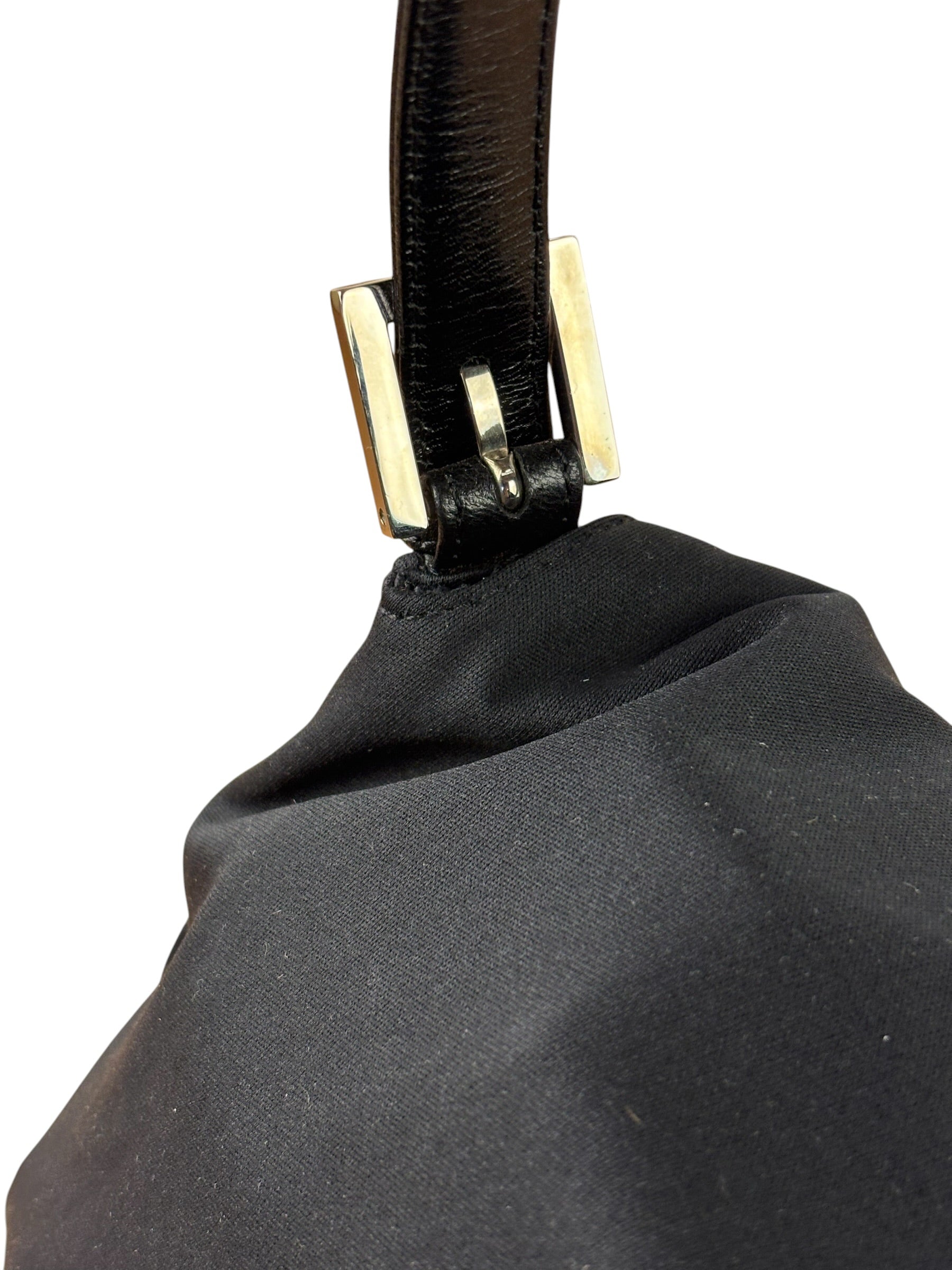 Fendi Black Leather Trim Mamma Baguette