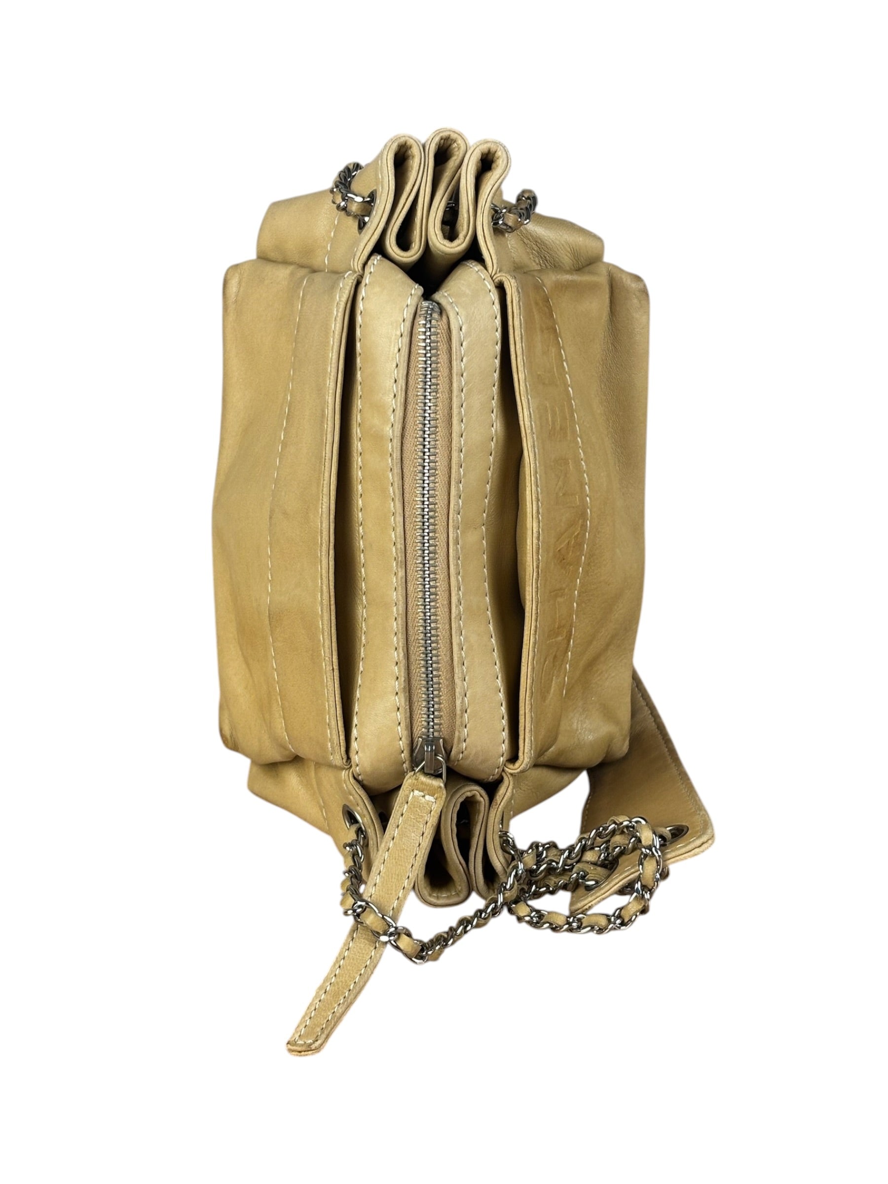 Chanel Warm Beige Leather LAX Accordion Shoulder Bag 2003