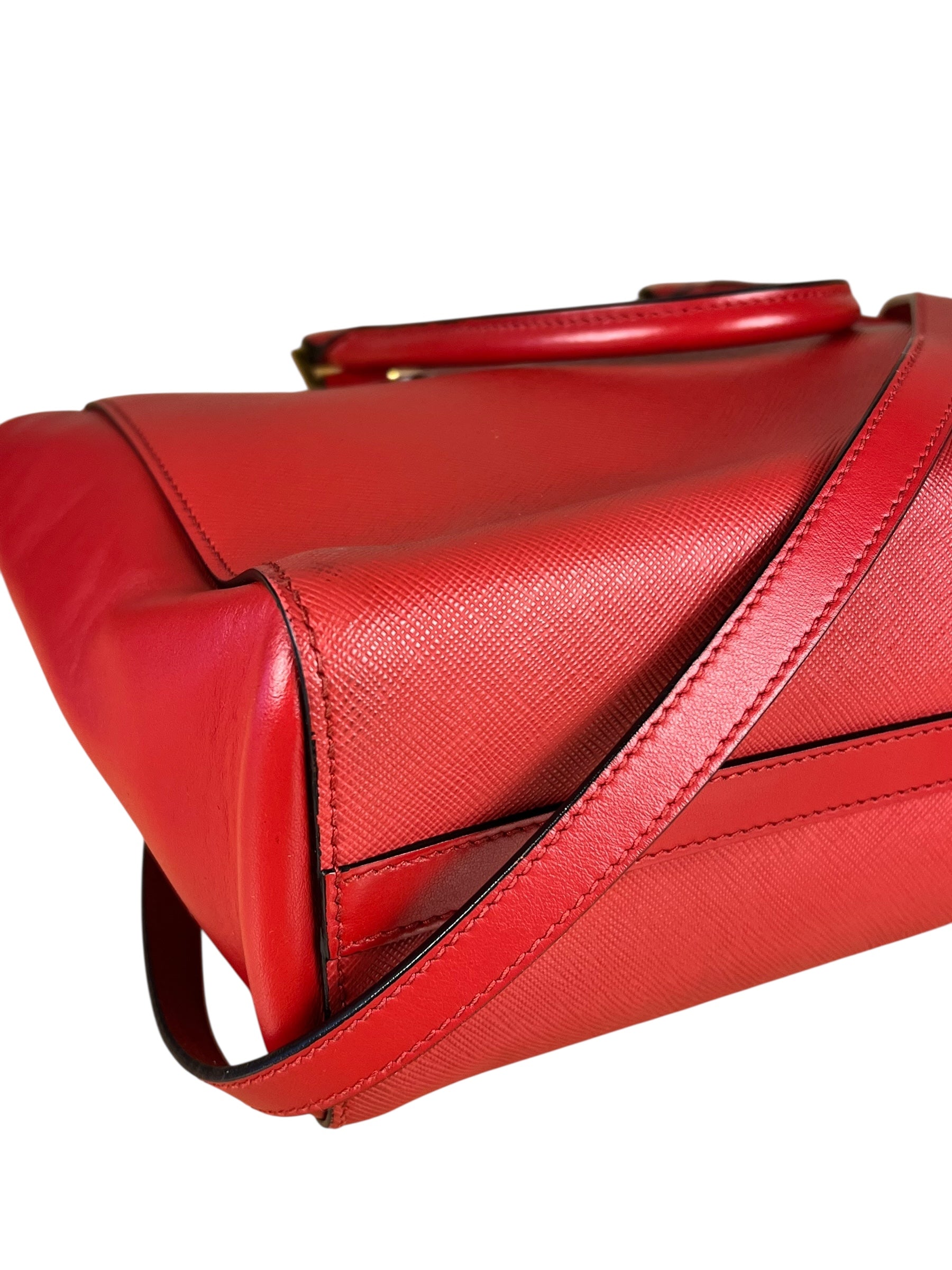 Prada Red Saffiano Leather 2Way Tote