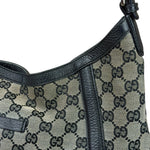 Gucci Black Leather Trim GG Supreme Hobo Bag