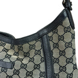 Gucci Black Leather Trim GG Supreme Hobo Bag