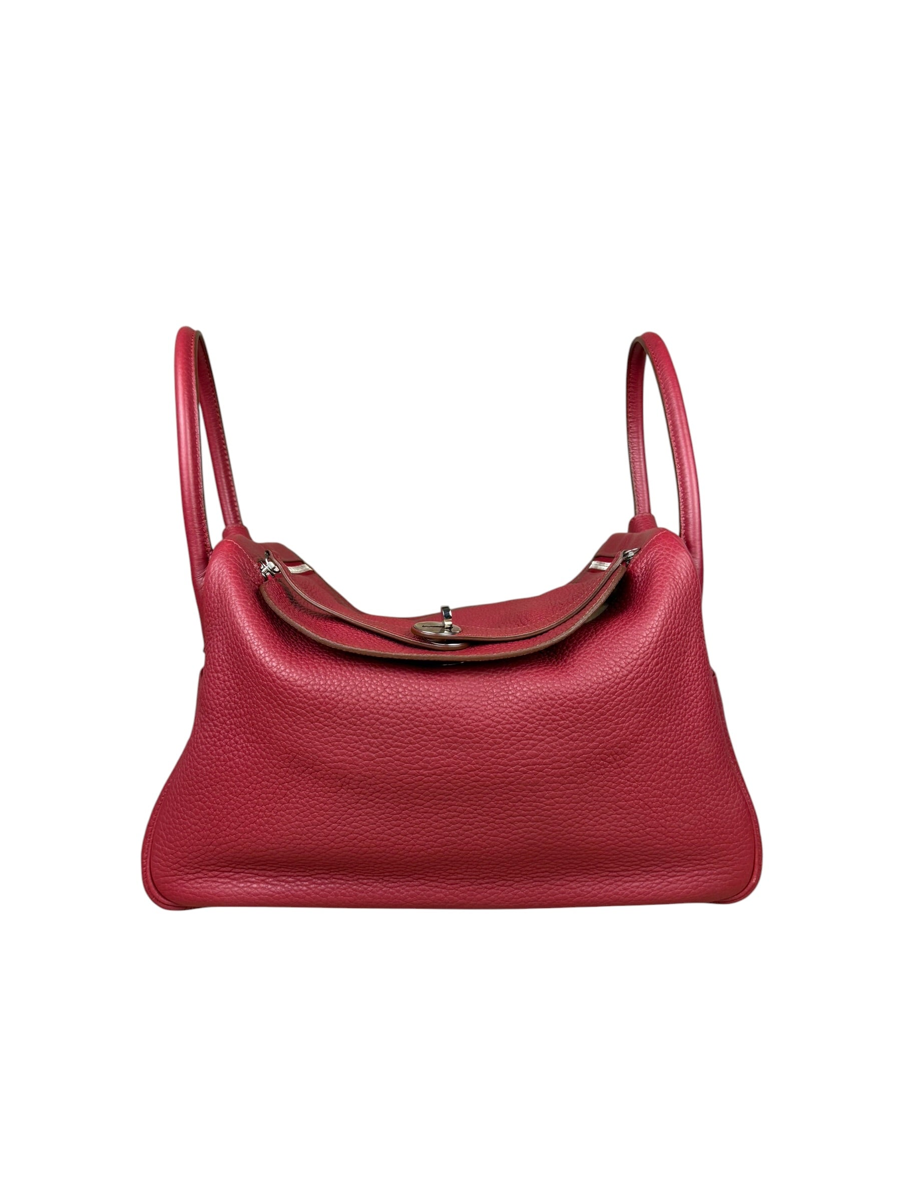 Hermes Lindy 34 Red/Fuchsia Clemence Leather Handbag 2014