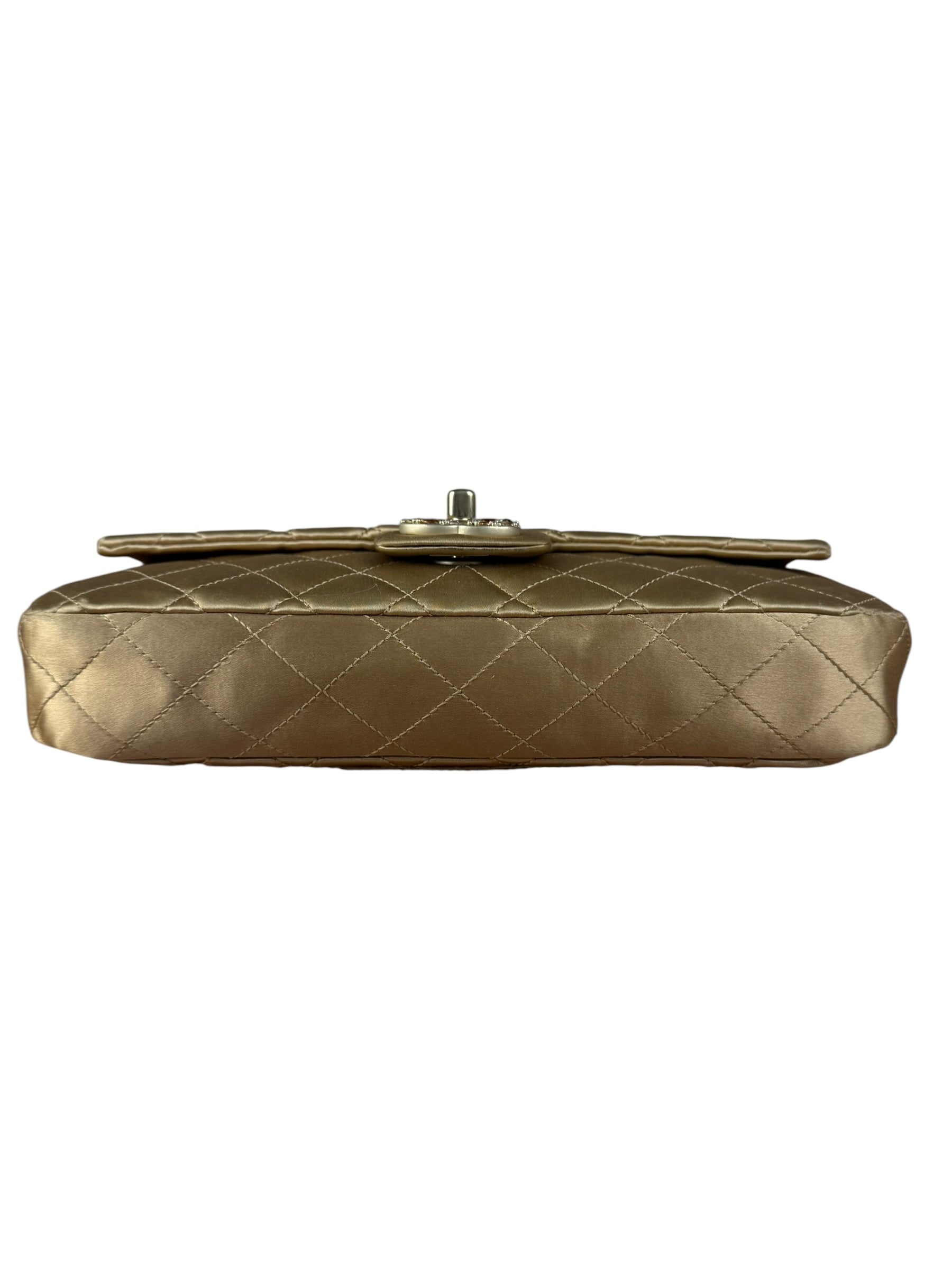 Chanel CC Limited Edition Gold Satin Quilted Flap Bag 2008