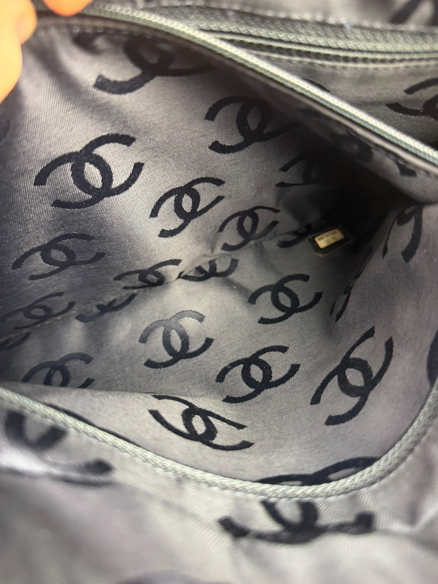 Chanel Light Washed Denim CC Canvas Logo Shoulder Bag 2002