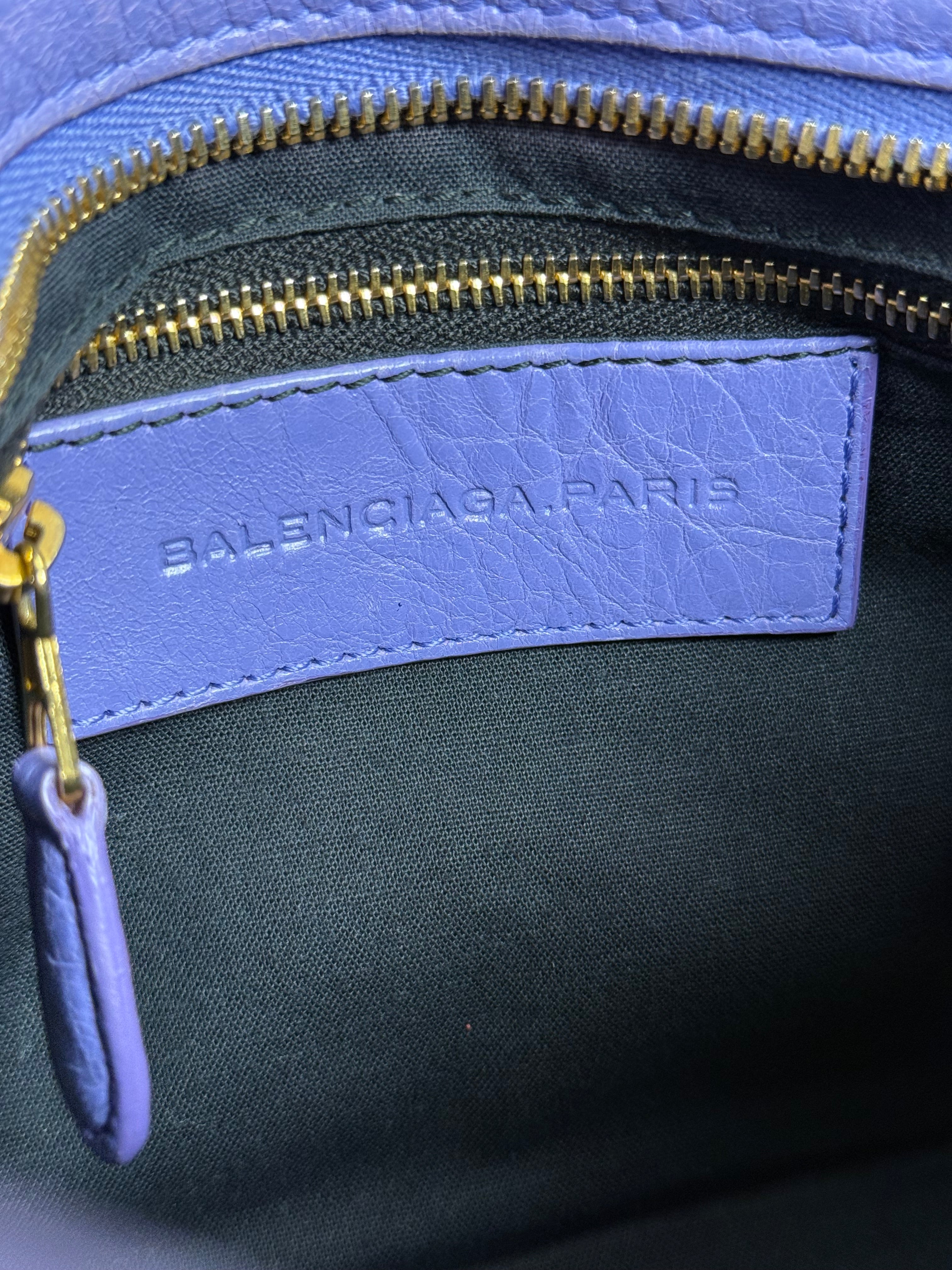 Balenciaga Purple Lambskin Moto City Two-Way Bag