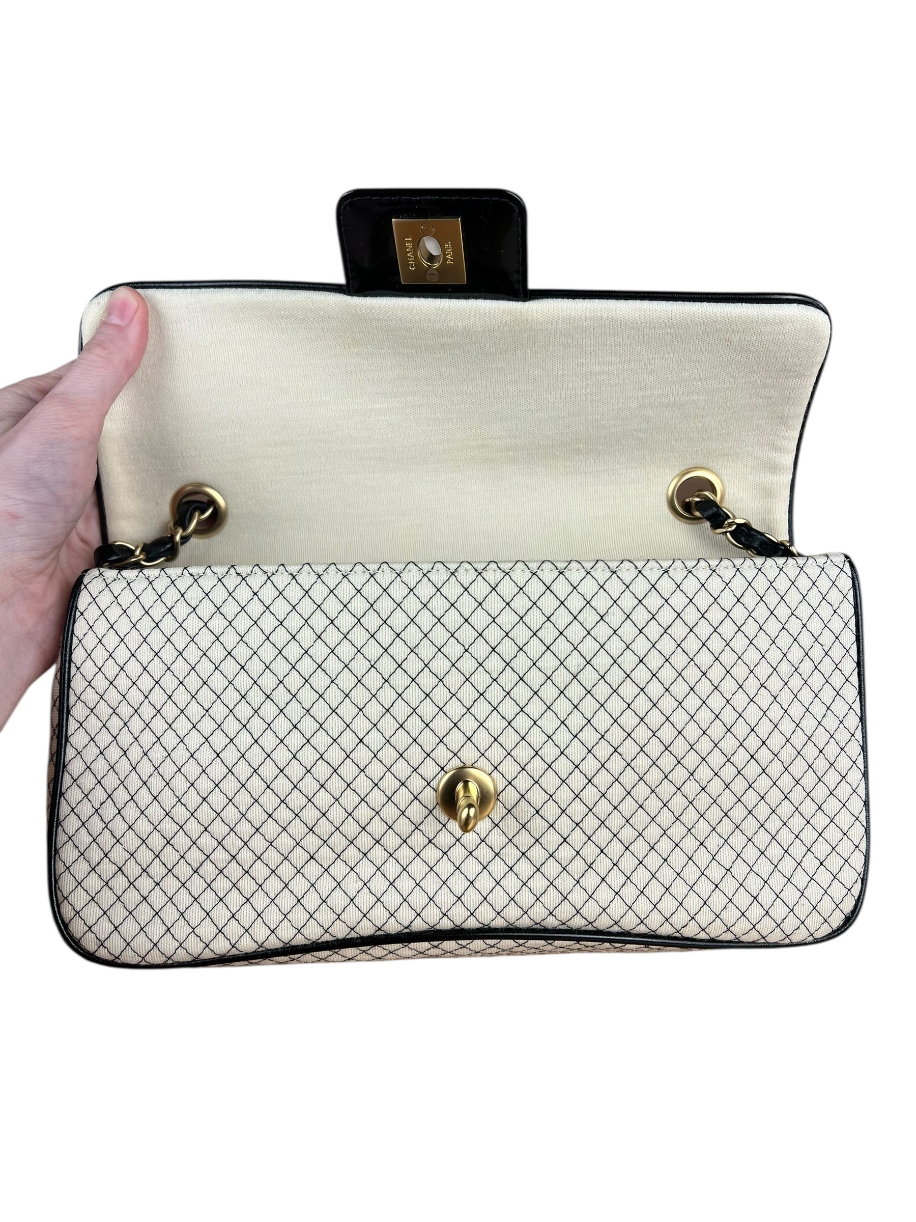 Chanel East West Beige Jersey Flap Bag 2002