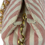 Chanel Vintage Pink/Cream Denim Maxi Stripped Tote 1994