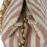 Chanel Vintage Pink/Cream Denim Maxi Stripped Tote 1994