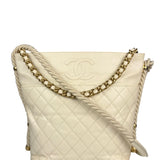 Chanel Ivory Crumpled Leather Vogue Rope Hobo Bag 2019